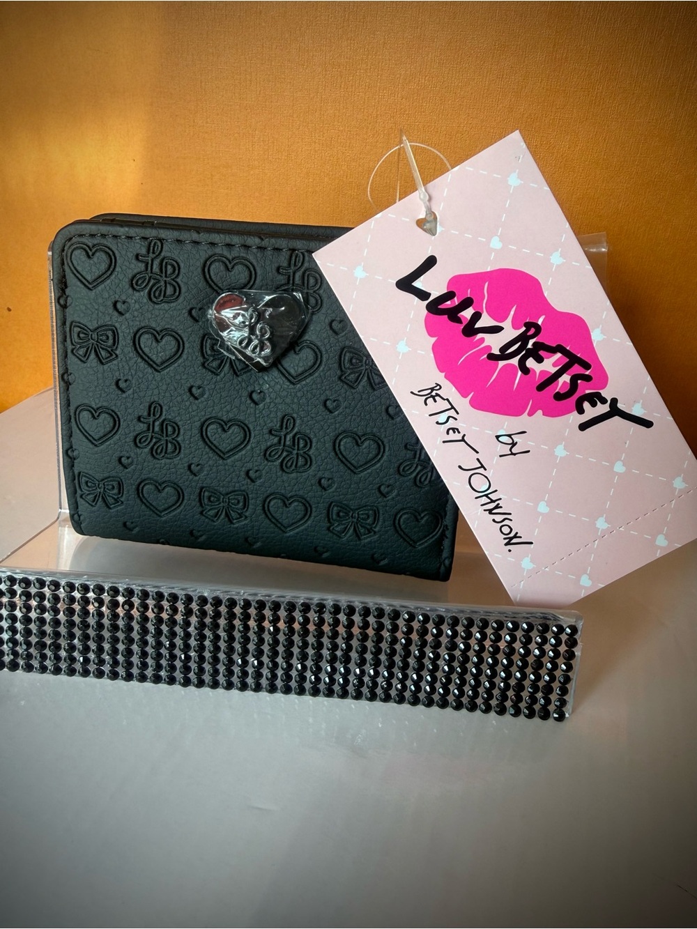 Luv Betsey Black Embossed Heart Women's Wallet by Betsey Johnson